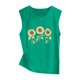 thumbnail image 3 of Tallas grandes Camiseta sin mangas con estampado de girasol para mujer, camisetas sin mangas para entrenamiento de Yoga, camiseta holgada con gráfico de ejercicio para correr (Green, L), 3 of 4