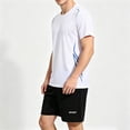 thumbnail image 5 of PIWHJQK Men Short Sleeve Shorts Athletic Tees Set Men's Colorblock Gradient Short Sleeve Shorts Casual Workout Set Men Outfit Sets, 5 of 6