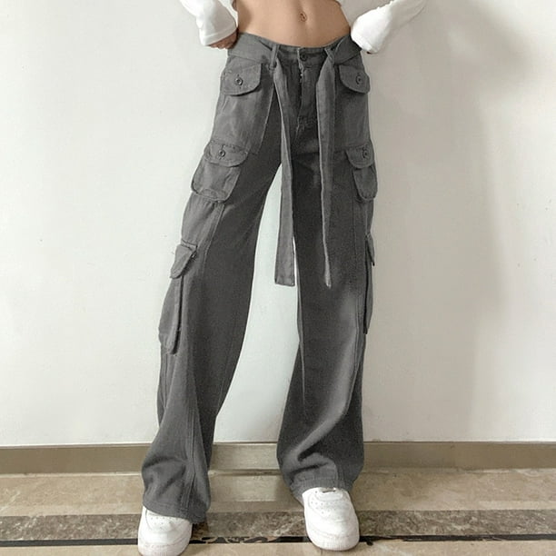Multi-Pocket Plus Size Denim Cargo Pants Women Y2K 2023 Autumn
