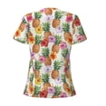 thumbnail image 4 of Naloa Hawaiian Pineapples And Hibiscus Flowers Print T-Shirts Short Sleeve V Neck Tees for Women Fashion Tops Trendy Lightweight Soft Casual Summer Outfits Clothes, 4 of 5