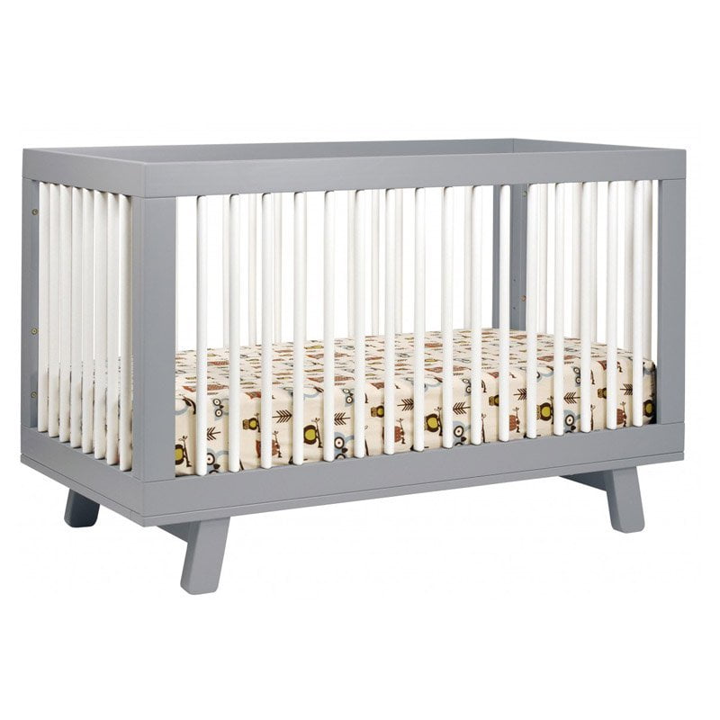 Babyletto Hudson 3in1 Convertible Crib with Toddler Rail, Grey/White