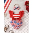 thumbnail image 3 of Bagilaanoe 4th of July Newborn Baby Girl Rompers Star Striped Print Fly Sleeve Bodysuit + Headband 3M 6M 9M 12M 18M Infant Ruffle One Piece Short Jumpsuit for Independence Day, 3 of 9