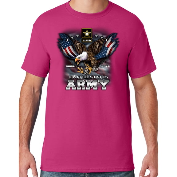 Mens US Army Patriotic Eagle T-shirt, 2XL Cyber Pink