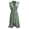thumbnail image 5 of Ruyang Dresses for Women, Women Summer Boho Floral Casual Wrap V Neck Ruffle Cap Sleeveless Belt A-Line Pleated Hem Midi Sun Dress, 5 of 5
