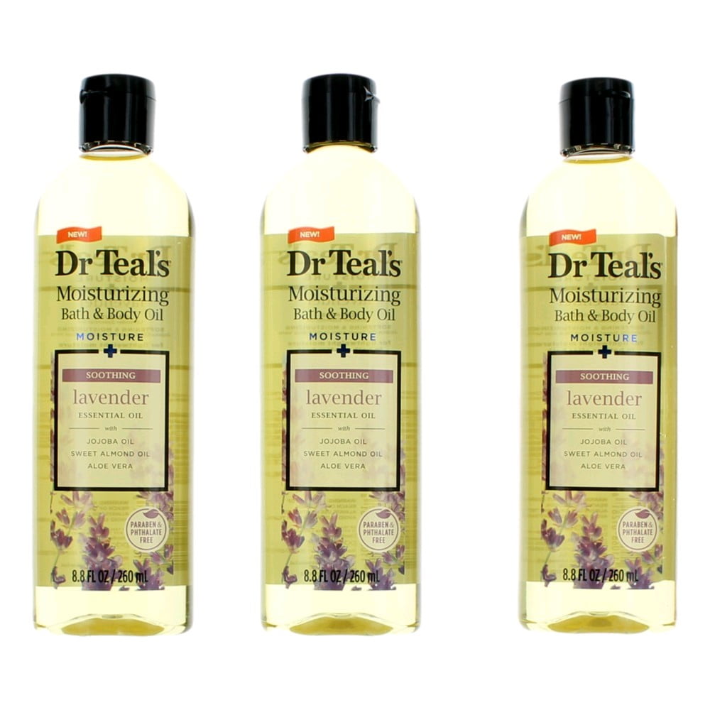 Soothing Lavender Essential Oil by Dr.Teal's 3 Pack 8.8 Moisturizing Bath & Body Oil Walmart