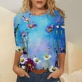 thumbnail image 2 of Moda mujer cuello redondo tres cuartos 3/4 manga camiseta otoño estampado blusa Tops sudadera Fridja FKASFK3031, 2 of 5