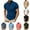 Blue, variant on Dovford Men's Short Sleeve Polo Shirts Quarter-Zip Casual Slim Fit Mock Neck Basic Designed Cotton Shirts