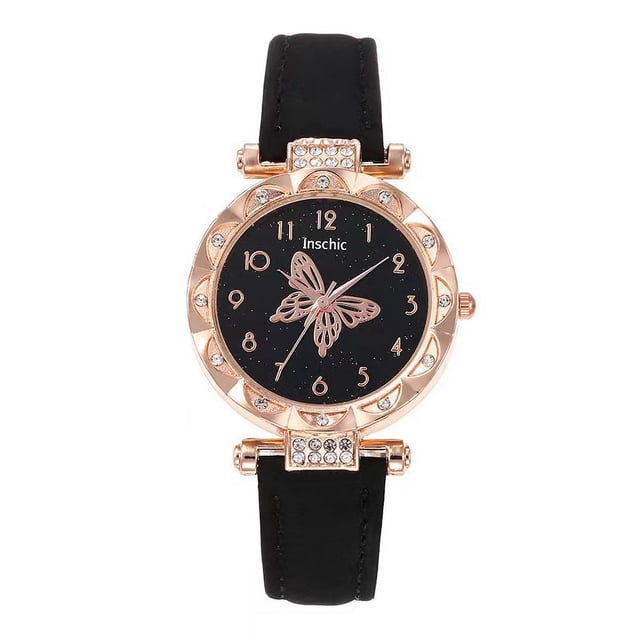 Reloj de cuarzo con esfera de mariposa y cien diamantes para mujer, personalizado, sencillo y popular, a la moda para mujer
