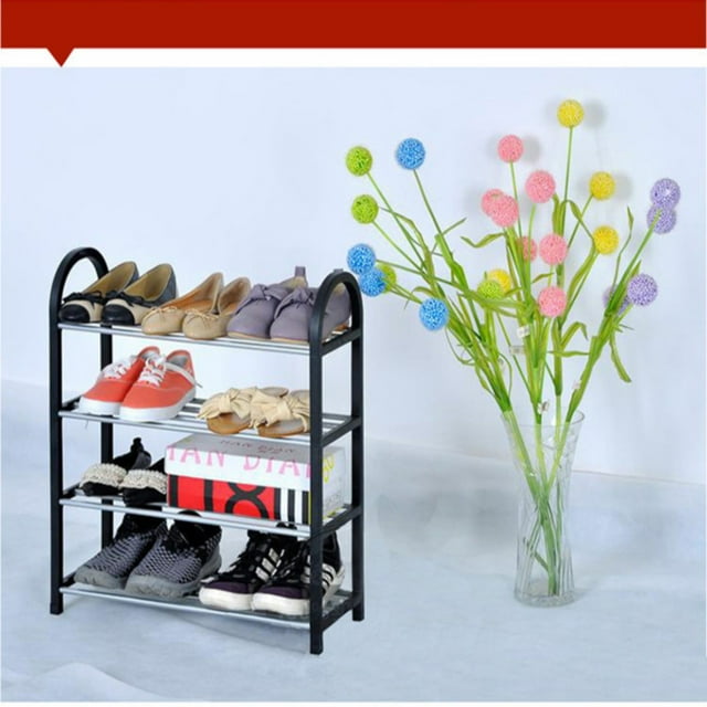 WRXMIJNHGSA Rack Under $15 Sturdy Shoe Rack Multi Functional Shoe Rack Storage Organizer With 4 Tiers Of Metal Shelves Fits Bedroom Closet Entry And Dorm Room Keeps Shoes Neatly Arranged