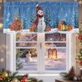 thumbnail image 5 of Blue Snowman Christmas Gift Valances for Windows, 54 x 18in, Xmas Tree Winter Snowflake Elk Rod Pocket Kitchen Valance Curtain Light Filtering Window Treatments for Living Room Bedroom, 1 Panel, 5 of 7