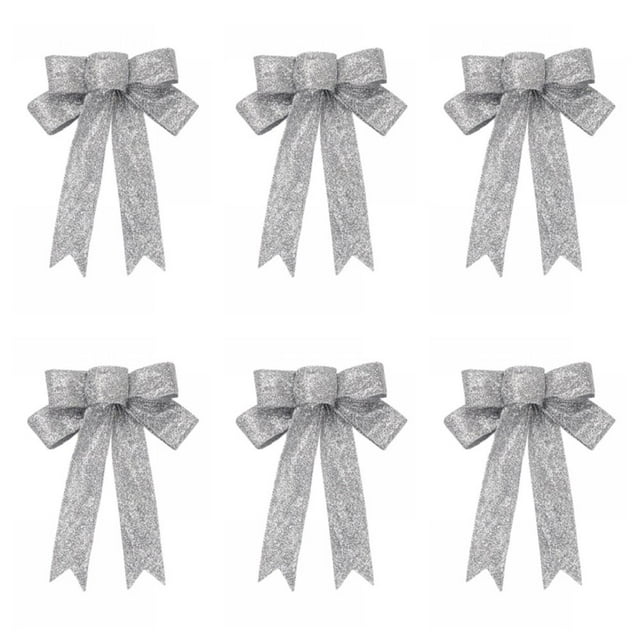 Large Christmas Red PVC Bows (6 Count) 9” x 9”