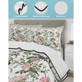 thumbnail image 3 of Full Size Quilt Bedding Set, Pink Spring Floral Reversible Summer Quilt 3 Pieces, Elegant Pastoral Flowers Birds Watercolor Lightweight Bedspreads Coverlets with 2 Pillow Shams for All Seasons, 3 of 5