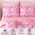 thumbnail image 3 of OKKEEY Twin Bedding Sets for Girls Kids, 6 Pcs Women's Pink Butterfly Comforter Set, All-Season Flower Printed Soft Microfiber Bed in a Bag Room Bedding with Sheets, 3 of 10