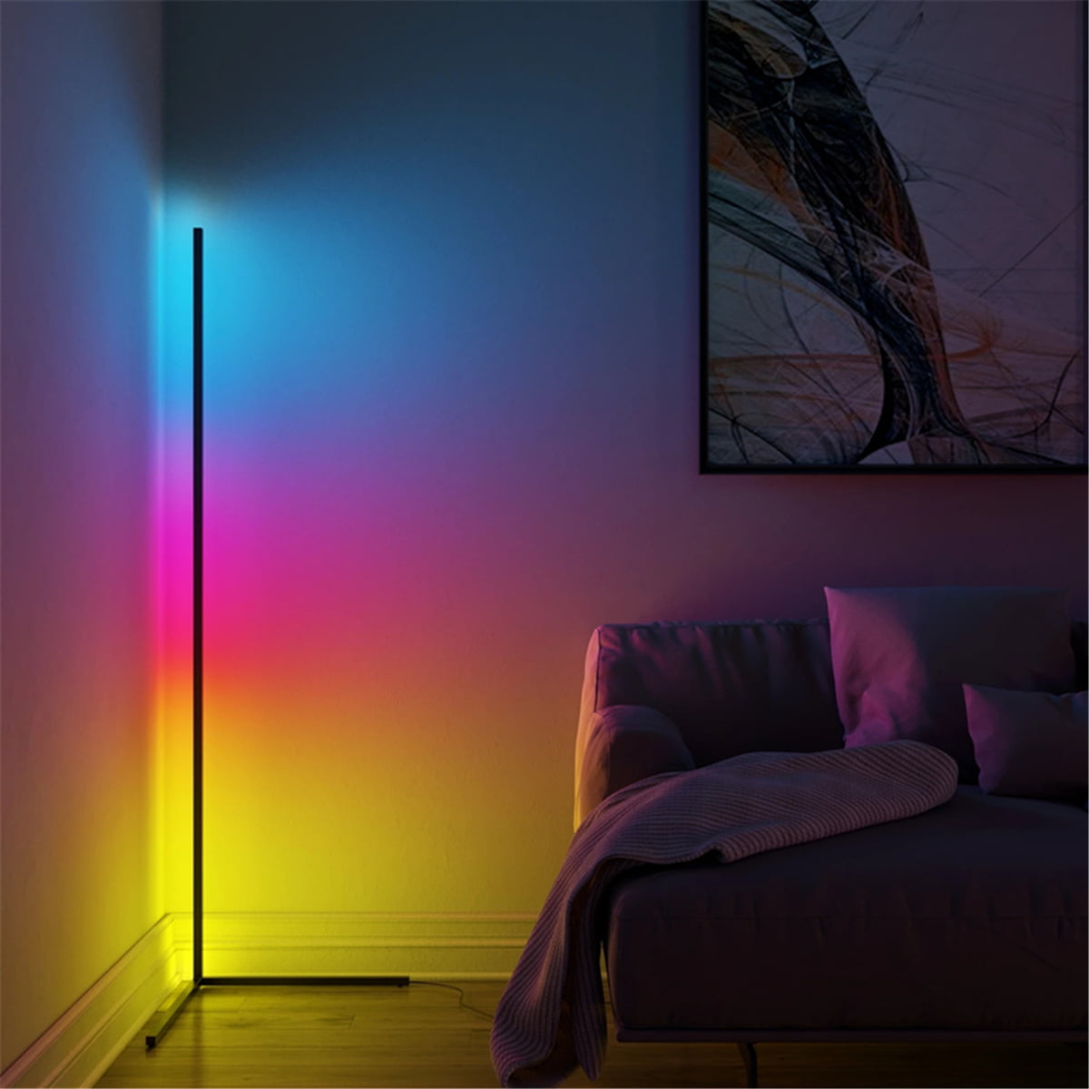 RGB Corner Lamp Dimmable LED Corner Lamp 61 Tall Standing Lamp with Smart Remote APP Control Night Light for Living Room Corner Light Color Changing Floor Lamp for Bedroom 