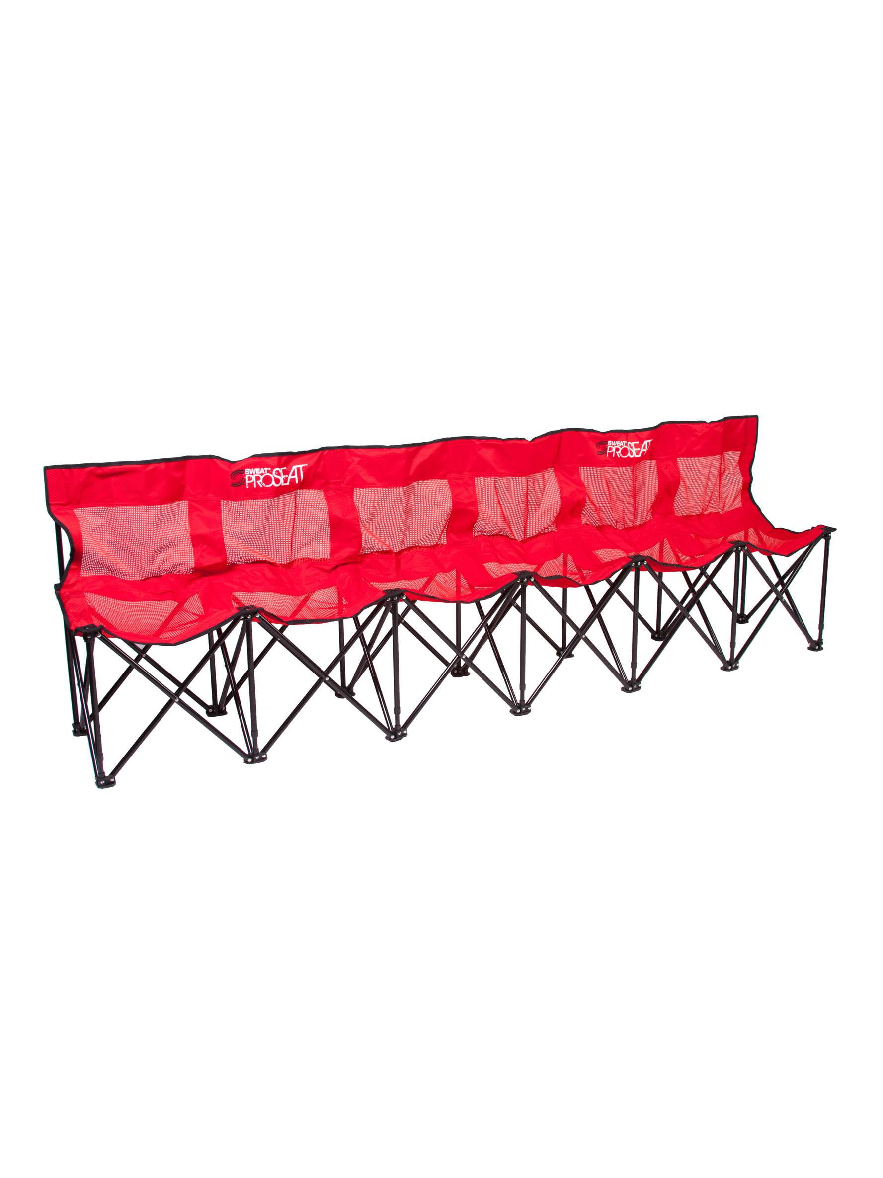 Sweat Bench 6 Seat Folding Bench Team Chair With Back Red