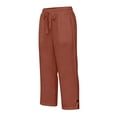 thumbnail image 4 of Resicozy Cotton Capri Pants for Women Loose Fit Straight Leg Drawstring Elastic Waist Cropped Pant Casual Summer Clothes Red XL, 4 of 6