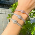 thumbnail image 4 of Elegant 585 Rose Gold Plated CZ Round Open Cuff Bangle Bracelet Fashion Jewelry, 4 of 9