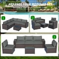 thumbnail image 4 of Gotland 6 Pieces Outdoor Patio Furniture Set Rattan Wicker Conversation Set,Wide Armrest (Grey), 4 of 6
