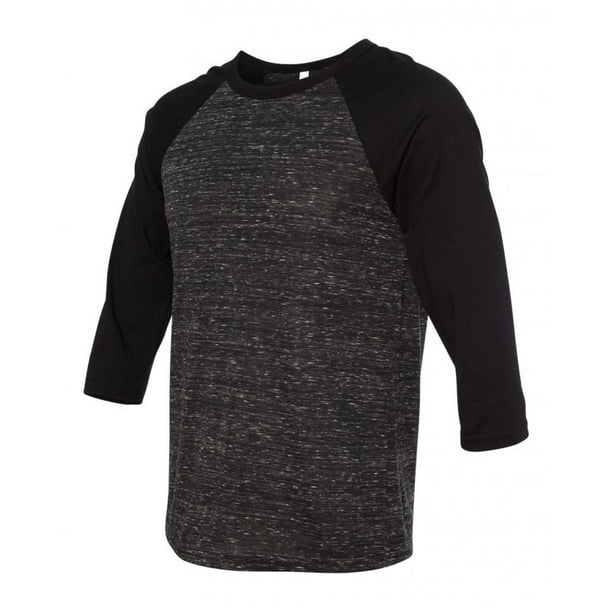 Raglán de béisbol de manga de tres cuartos unisex - mármol negro / negro - X-Large Bella Camiseta de manga corta