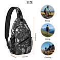 thumbnail image 5 of Sling Backpack,Black Halloween Letter Bat Pattern Sling Bag with Water Bottle Holder,Waterproof Sling Bag for Men/Women with Headphone Jack for Hiking,Travel, 5 of 6