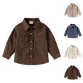 thumbnail image 3 of YunPes Toddler Boys Corduroy Shirt Collared Long Sleeve Shirt with Button Down Kids Loose Casual Cardigan Blouses Shacket Coat, 3 of 6