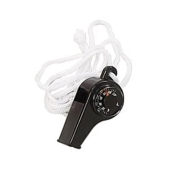 ToolUSA 3 In 1 Black Outdoor Whistle | Compass, Thermometer, & Lanyard | Ideal for Camping & Hiking