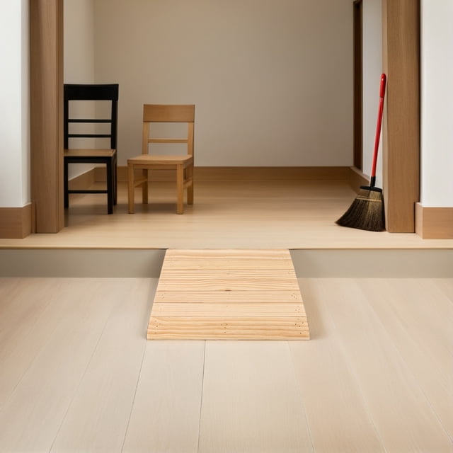 ETHZZLE Portable Wood Curb Ramp with Sturdy Solid Wood Build for Driveway Garage and Doorway Use