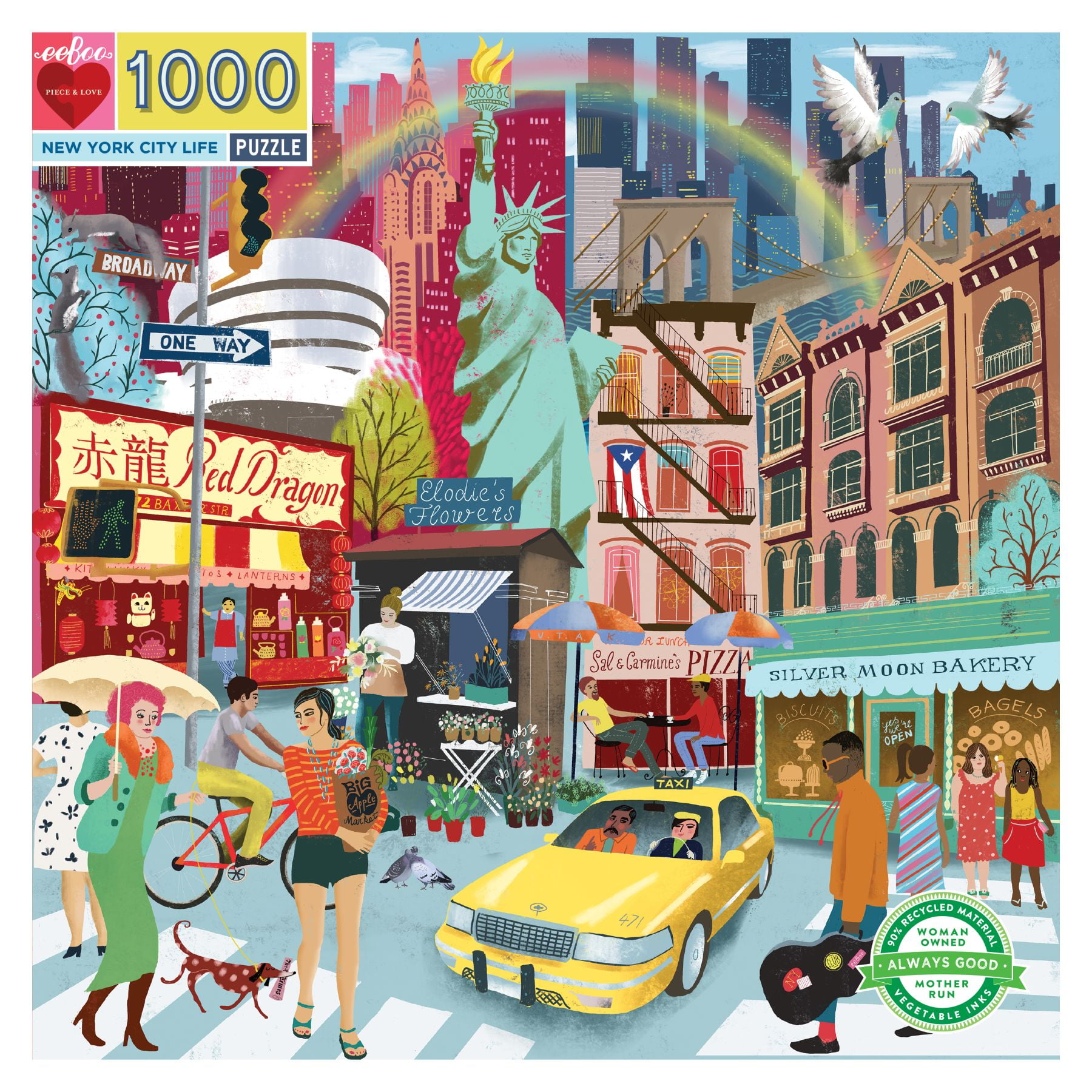 Eeboo 1000 Piece Puzzle for Adults or Kids, Colorful Design Jigsaw Puzzles