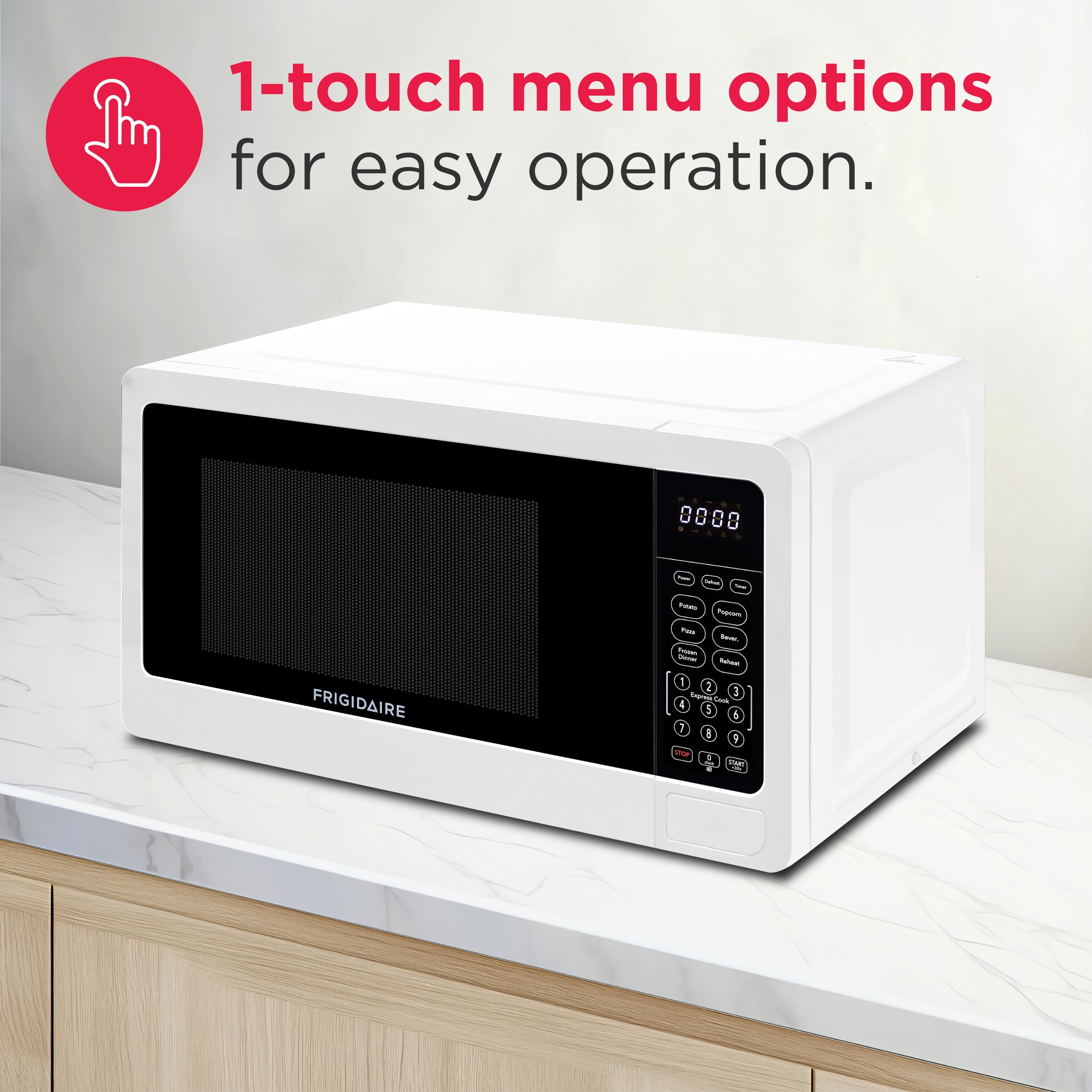 Frigidaire 0.7 Cu. Ft. Countertop Microwave Oven, 700 Watt Microwave with 10 Power Levels, White EMW733
