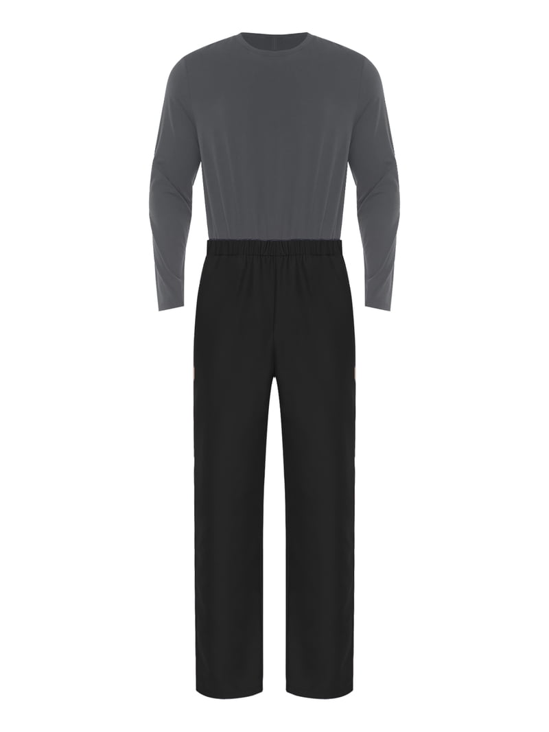 Lejafay Men's Color Block Adaptive Jumpsuit Round Neck Long Sleeve