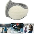thumbnail image 6 of Unisex Warm Knit Earmuffs Ladies Cashmere Winter Pure Color Outdoor Fur Earwarmer, Adjustable Wrap, 6 of 6
