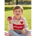 thumbnail image 5 of BemeyourBBs Toddler Baby Boy Girl Valentine Outfit Jesus Love Me Sweatshirt Fall Winter Spring Baby Christening Clothes Long Sleeve Plaid Lapel Quarter Zip Pullover Letter Heart Embroidery Tops, 5 of 9