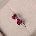 thumbnail image 4 of Heart Cut Pink Ruby Bow Style Proposal Ring in 925 Sterling Silver - july Birthstone - Wedding Ring, 4 of 6