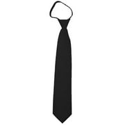 NYFASHION101 Men's Solid Color Formal Zipper Tie, Black, 17"