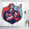 thumbnail image 1 of Ambesonne Hockey Shower Curtain, Player Holding Stick, 69"Wx75"L, Dark Coral Pale Blue, 1 of 3
