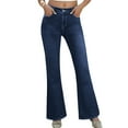 thumbnail image 5 of ClodeEU Women's High Waisted Flare Bell Bottom Wide Leg Jeans ,Baggy Stretch Trendy Denim with Pockets Dark Blue,Womens Plus L, 5 of 7
