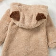 thumbnail image 7 of Baby Fleece Footed Jumpsuit Infant Soft Plush Hooded Bear Onesie Newborn Long Sleeve Romper Girls Winter Clothes, Beige, 1 Months, 7 of 7