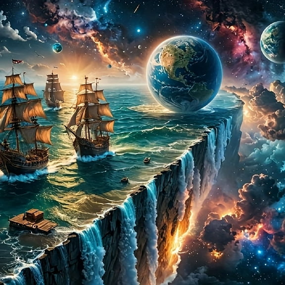 BYGFHLYW Sailboats and Planets Diamond Painting Kits for Adults,5D Diamond Art Kits for Beginner, DIY Full Round Gem Art Paint, Home Wall Decor 14x 14 in