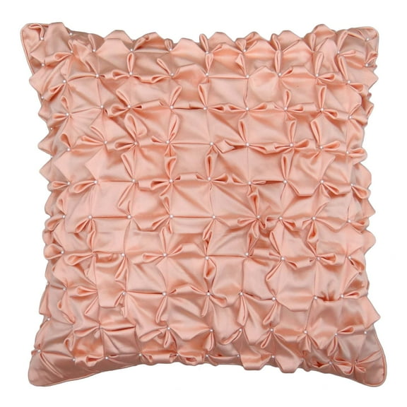 S4Sassy Decor Handmade Satin Cushion Cover Peach Pillowcase Square Pillow Cover 12 x 12