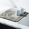 thumbnail image 3 of Washable Rubber Boho Floral Retro Dish Drying Mats for Kitchen Counter Home Large Coffee Bar Pad Accessories and Decor for Utensils Stemware 16''x18'', 3 of 7