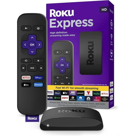 Roku 3960R Express HD Streaming Device with Standard Remote, Black