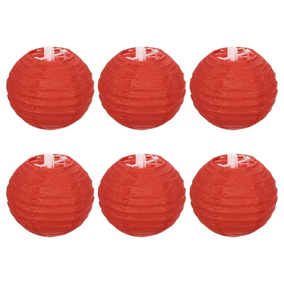 Uxcell 4 Inch Folding Hanging Wedding Home Party Paper Lanterns Red 6 Pack