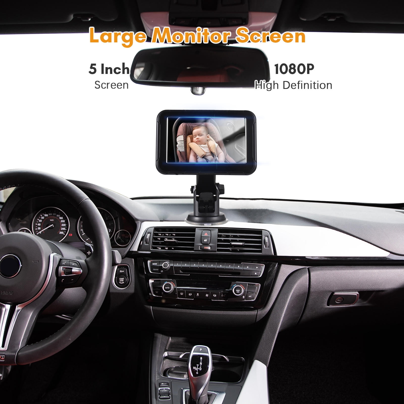 Unbranded Baby Car Monitor with High Resolution 5 Inch Display Camera for Rear Facing Seat 150° Wide View Night Vision Mirror Camera Black
