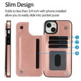 thumbnail image 2 of Allytech Slim Wallet Case for iPhone 15, Flip PU Leather Kickstand Card Slots Case, Double Magnetic Buttons Shockproof Full Body Protection Durable Case for Women Men - Rosegold, 2 of 10