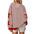 thumbnail image 4 of Ftwytp Women Striped Star Print Sweatshirt Oversized Long Sleeve Shirts Crew Neck Shirt Color Block Jumper Sweatshirt with Elastic Cuffs Y2K, 4 of 9