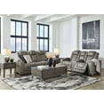 thumbnail image 3 of Ashley Furniture Backtrack Leather Reclining Sofa with Headrest in Light Gray, 3 of 11