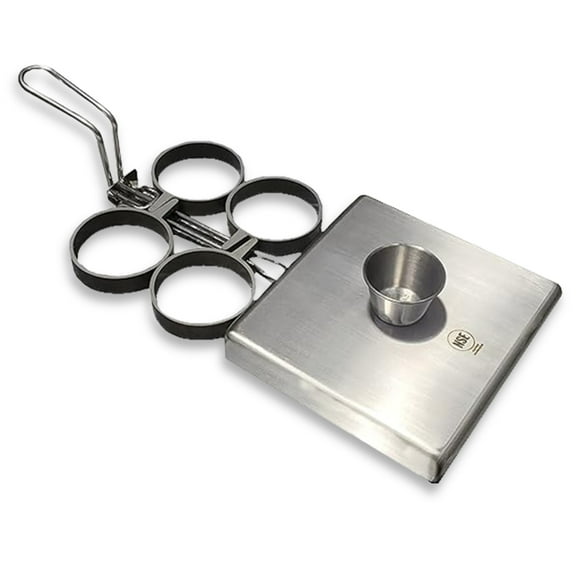 Rattleware 4-Ring Stainless Steel Egg Set with Nonstick Rings, Heat-Resistant Handle, and Cover