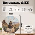 thumbnail image 2 of PU Leather Coasters for Drinks Bar Beer,Set of 6 with Holder,Round Housewarming Gift,Cowboy Riding Horse, 2 of 4