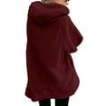 thumbnail image 4 of AherBiu Plus Size Fleece Jackets for Women Zip up Hooded Fluffy Warm Winter Coats Long Sleeve Outwear Solid Color, 4 of 7