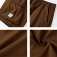 thumbnail image 5 of Domzle Men's Casual Cargo Shorts Drawstring Elastic Waist Shorts Summer Cotton Chino Work Shorts with Zipper Pockets Brown L, 5 of 6